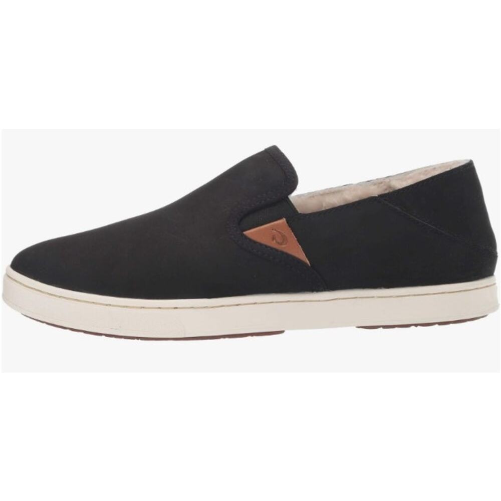 Olu Kai Pehuea Heu Women's Black Lava Rock Slide-In with Shearling Size 7